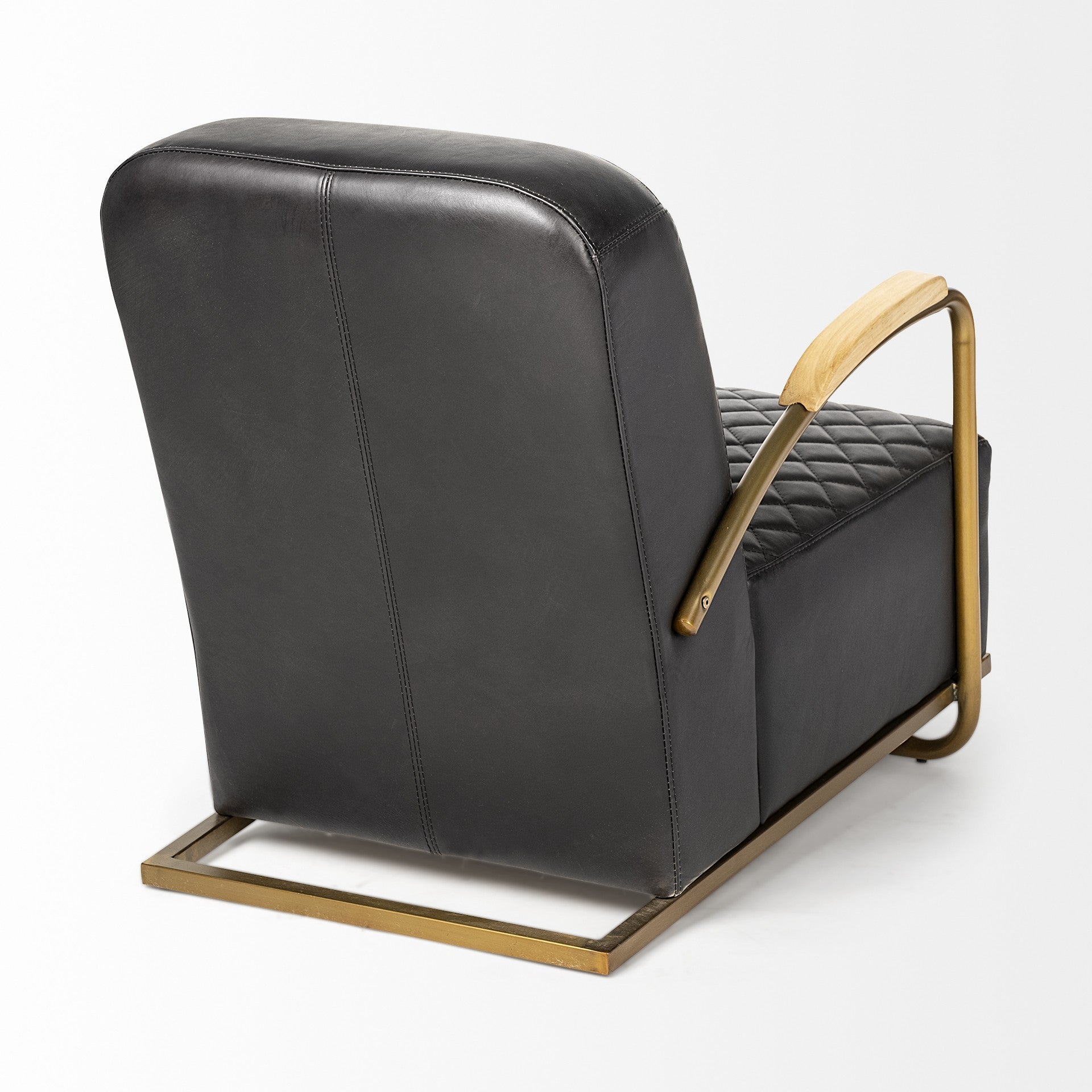 35" Black and Gold Diamond Tuft Deep Chair