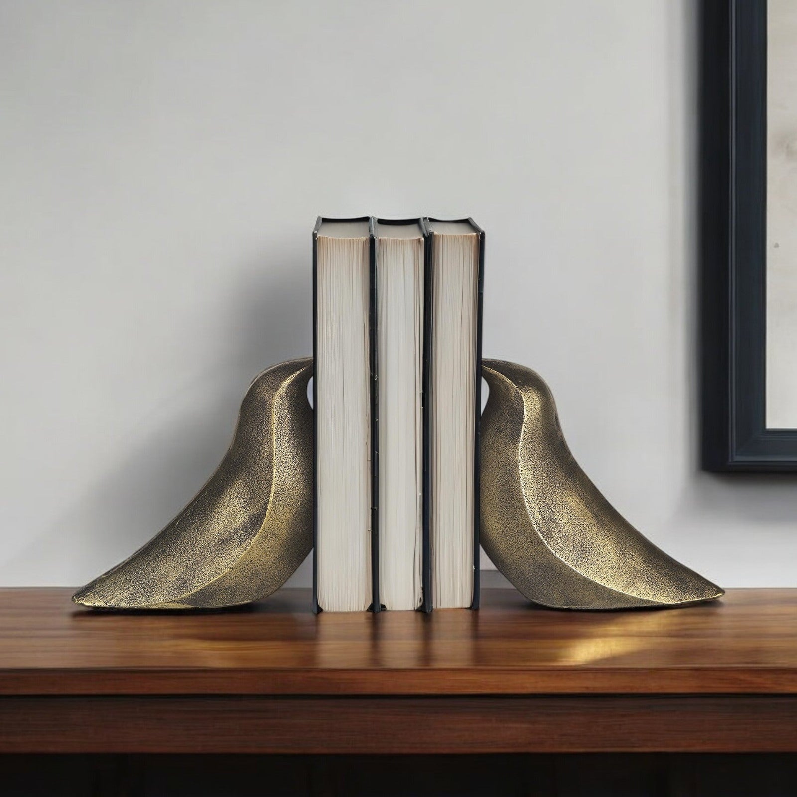 Rustic Antiqued Gold Dove Bookends