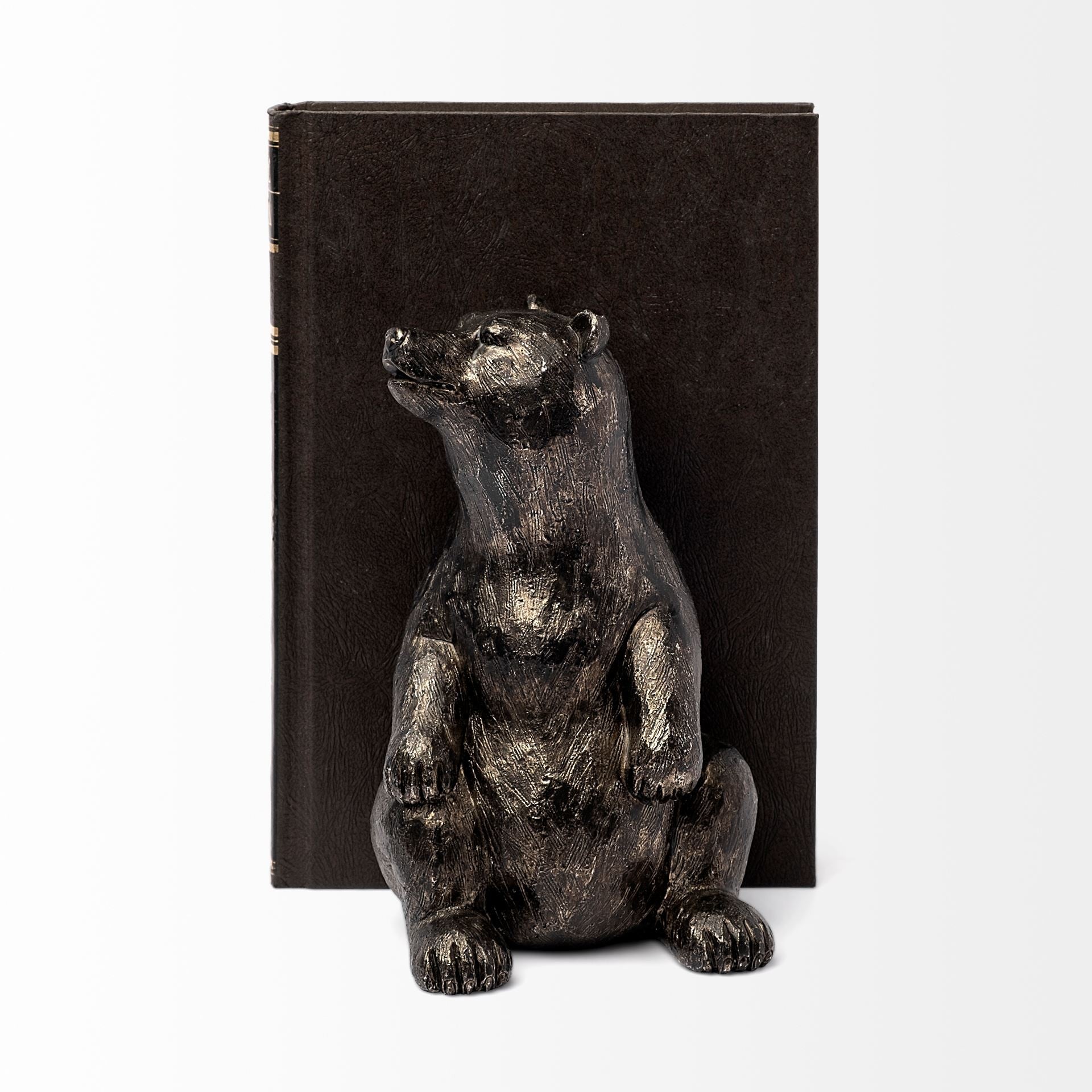 8" Metallic Grizzly Bear Bookends