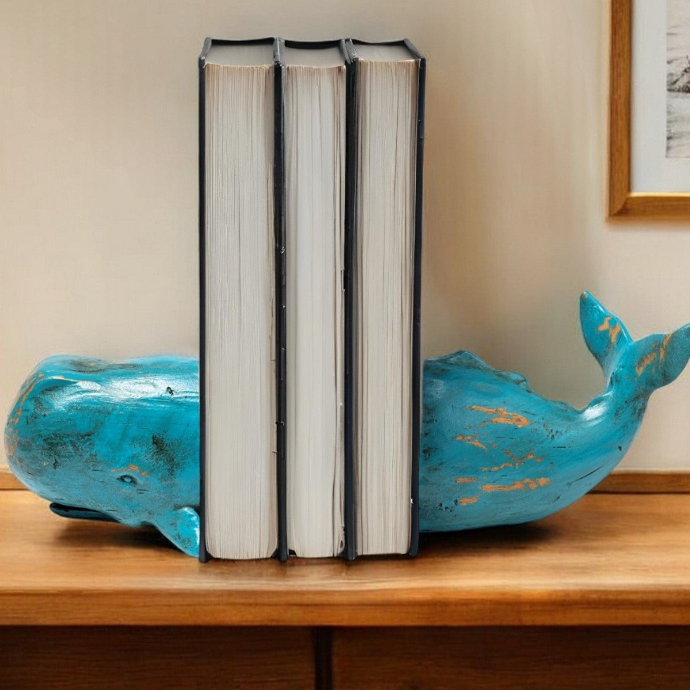10" Blue Resin Whale Bookends