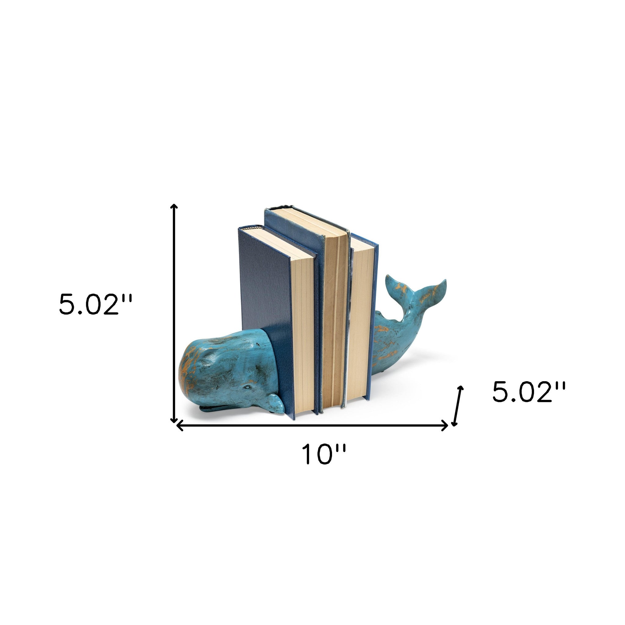 10" Blue Resin Whale Bookends