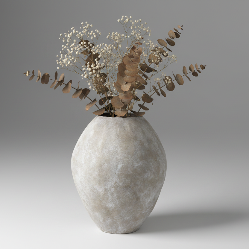 28" Natural Tan Ceramic Floor Vase