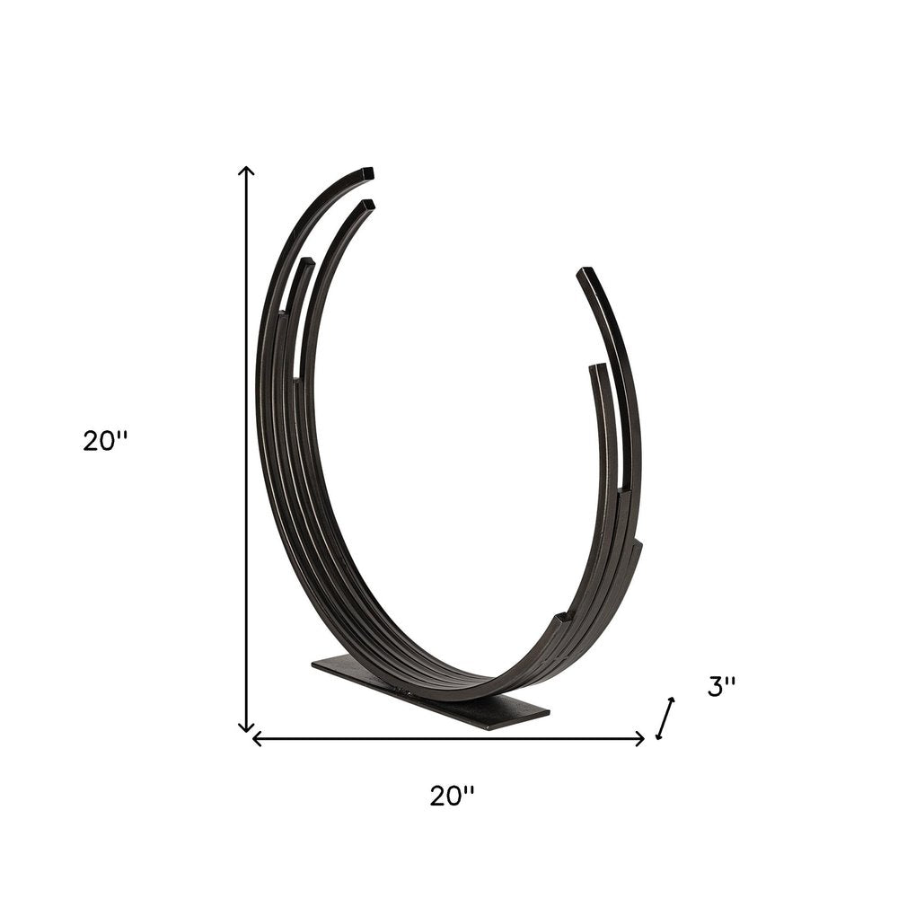 20" Black Iron Modern Sculpture