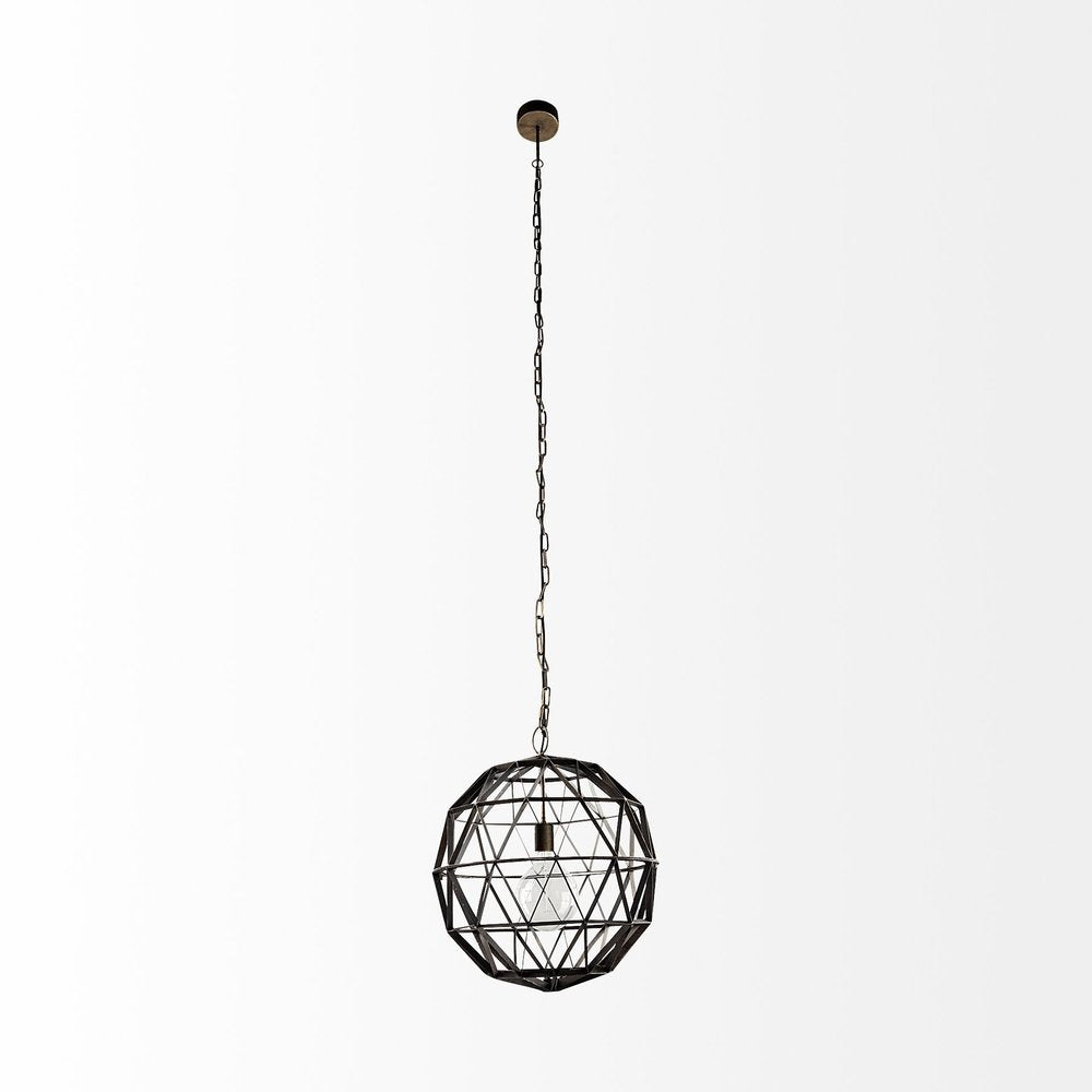 18" Black Metal Globe Pendant Light