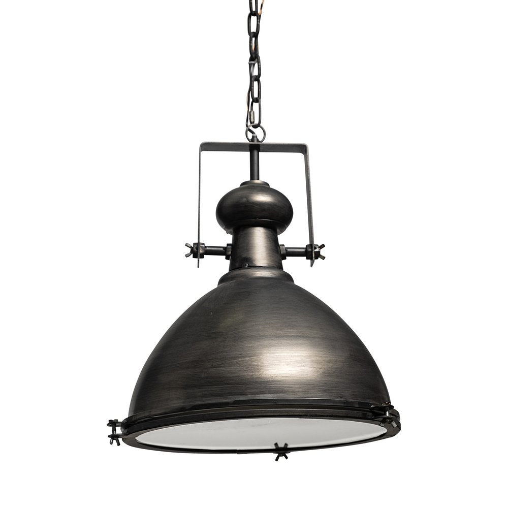 17" Gray Metal Industrial Hanging Pendant Light