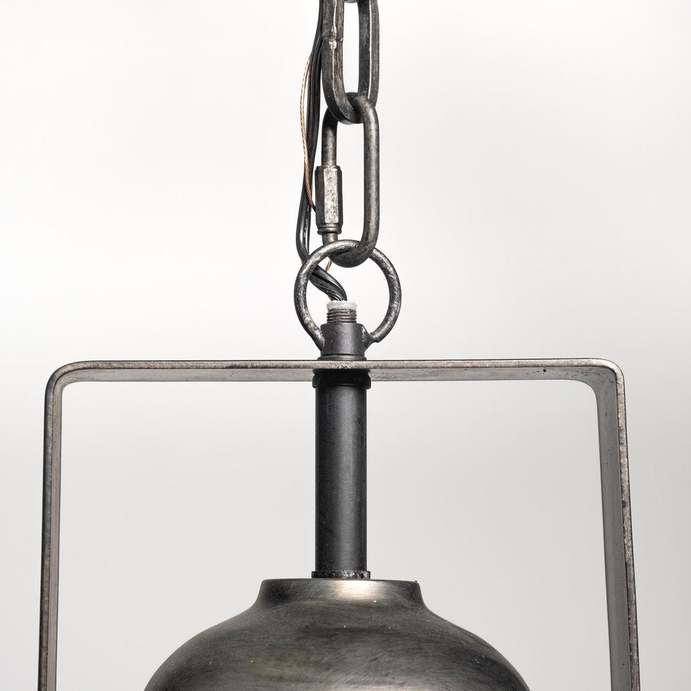 17" Gray Metal Industrial Hanging Pendant Light