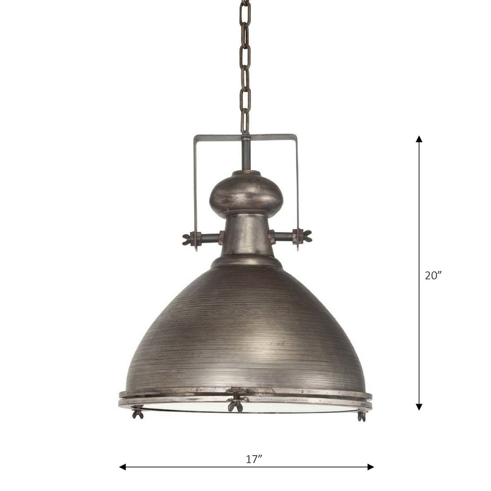17" Gray Metal Industrial Hanging Pendant Light