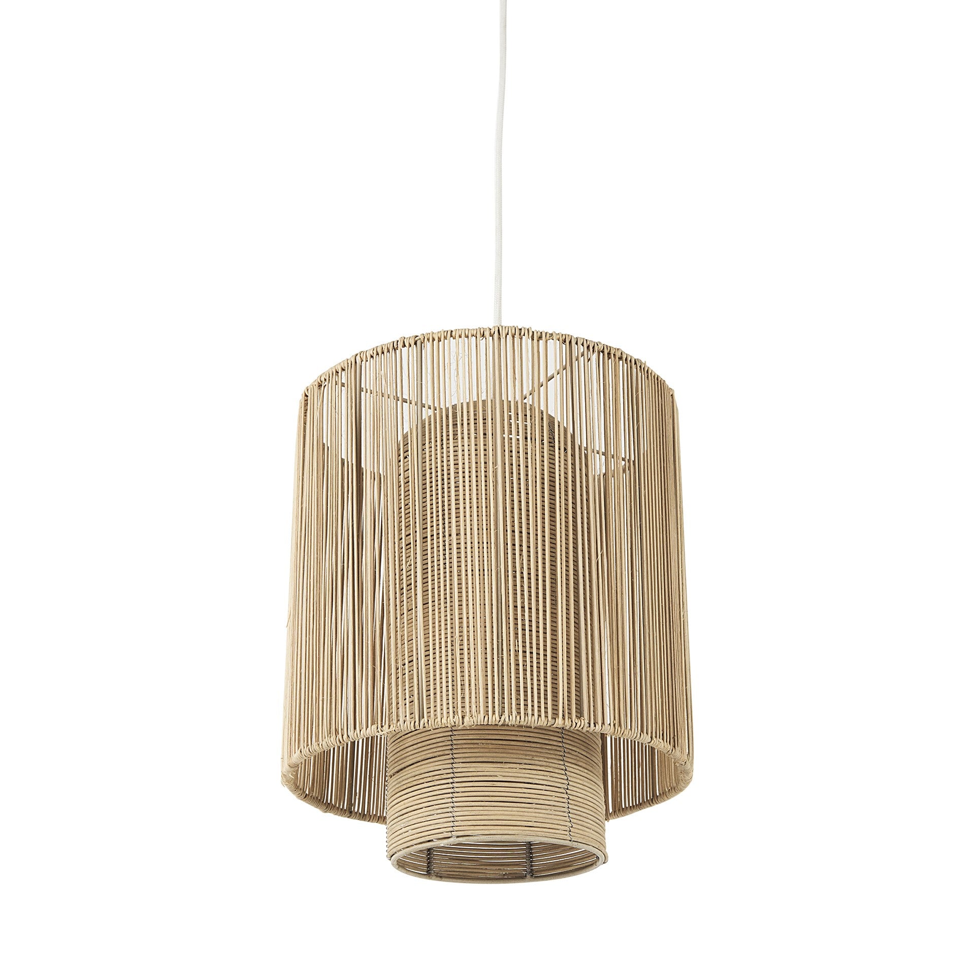 14" Brown Multi-Cylinder Natural Cane Pendant Light