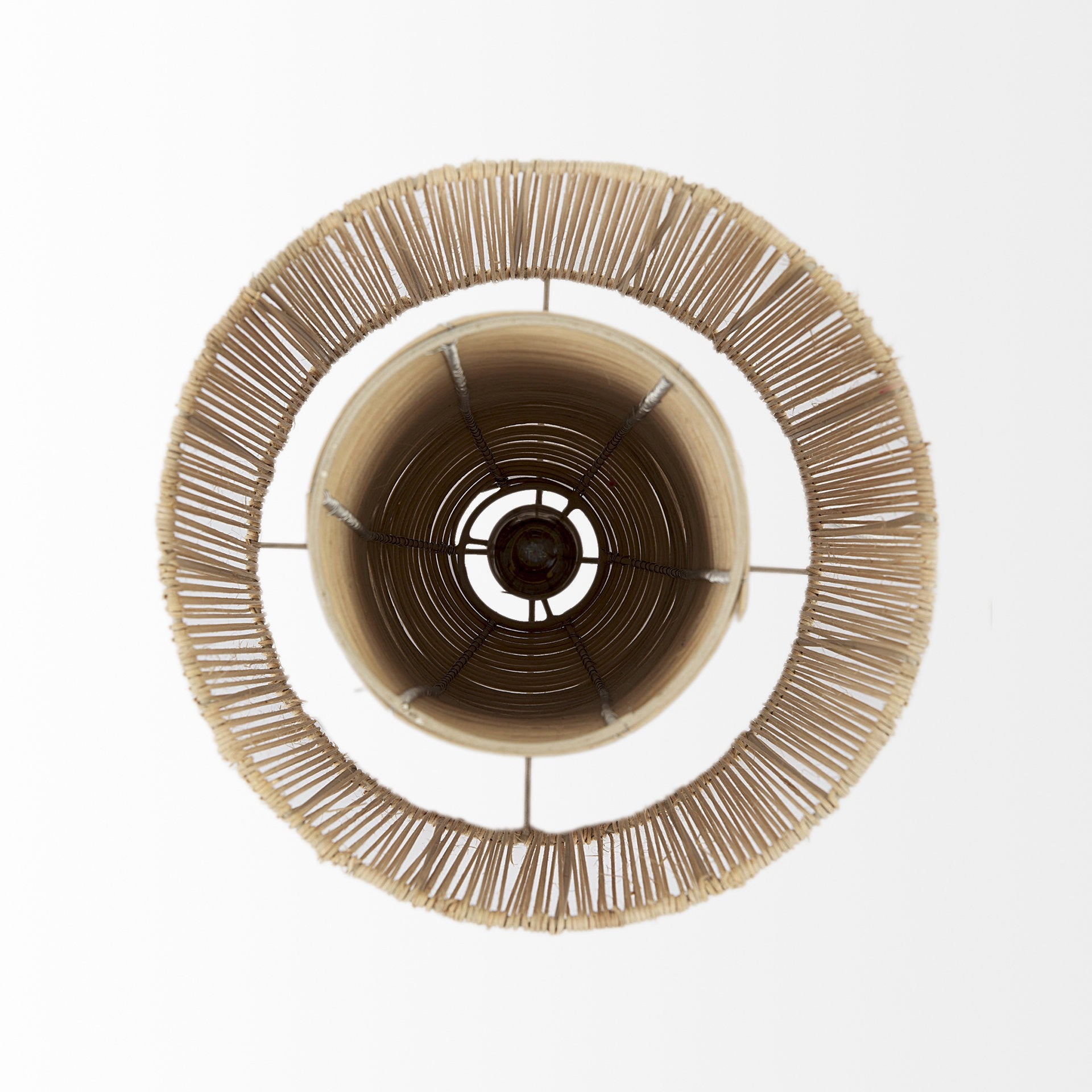 14" Brown Multi-Cylinder Natural Cane Pendant Light