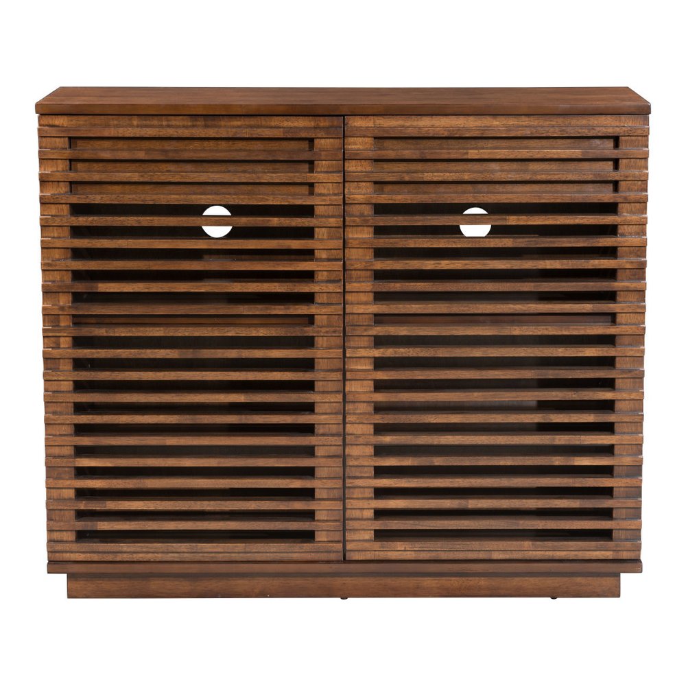 42" Walnut Mid-Century Shade Accent Cabinet