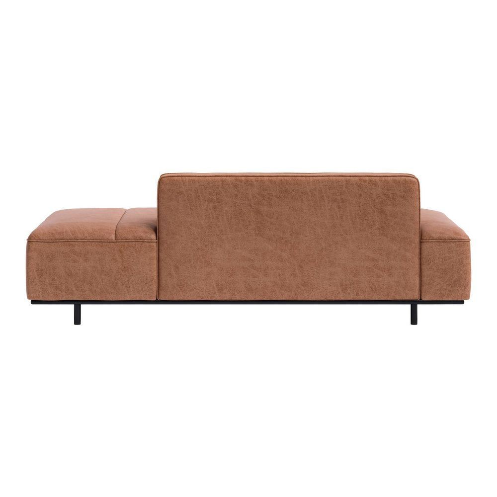 79" Brown Faux Leather Chaise Sofa