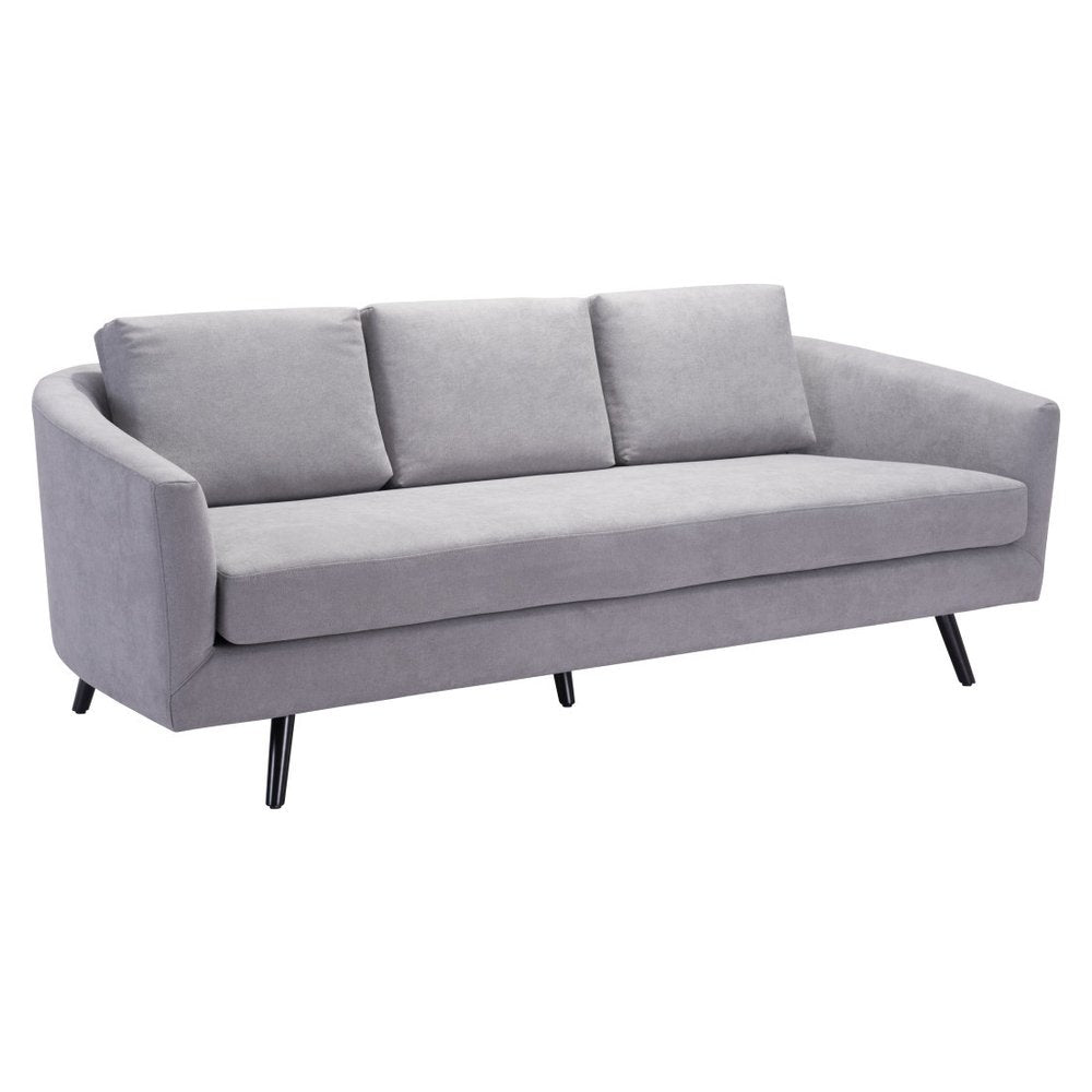 79" Gray Curved Mid-Century Sofa