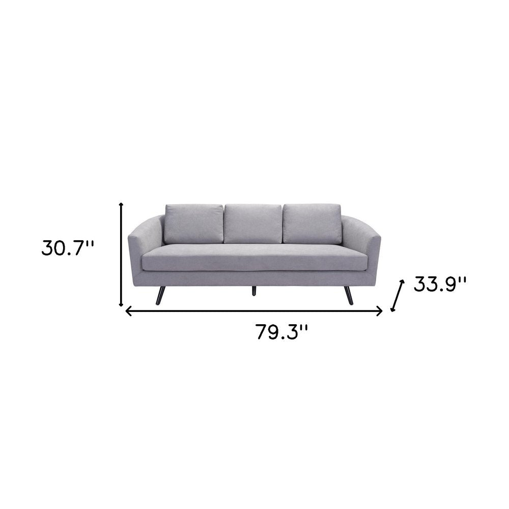 79" Gray Curved Mid-Century Sofa