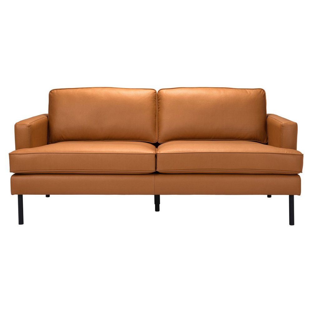 72" Brown Mid-Century Track Arm Loveseat