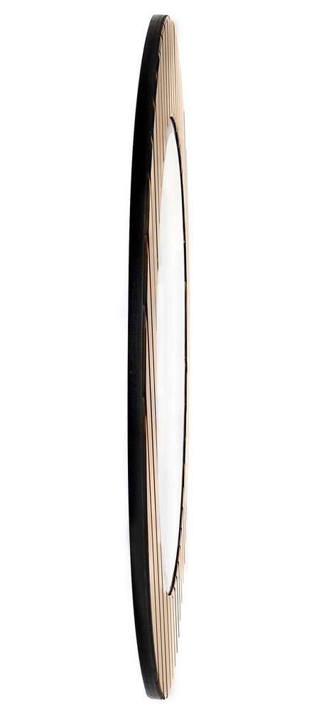 35" Striped Gold Round Beveled Glass Mirror