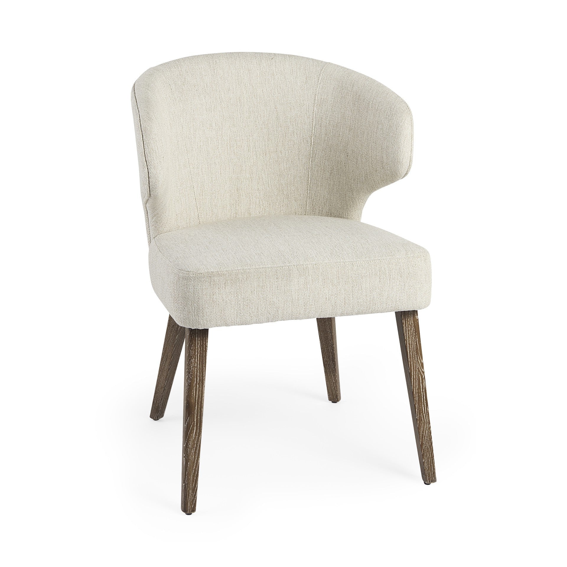 25" Ivory Mid-Century Modern Wingback Dining Chair