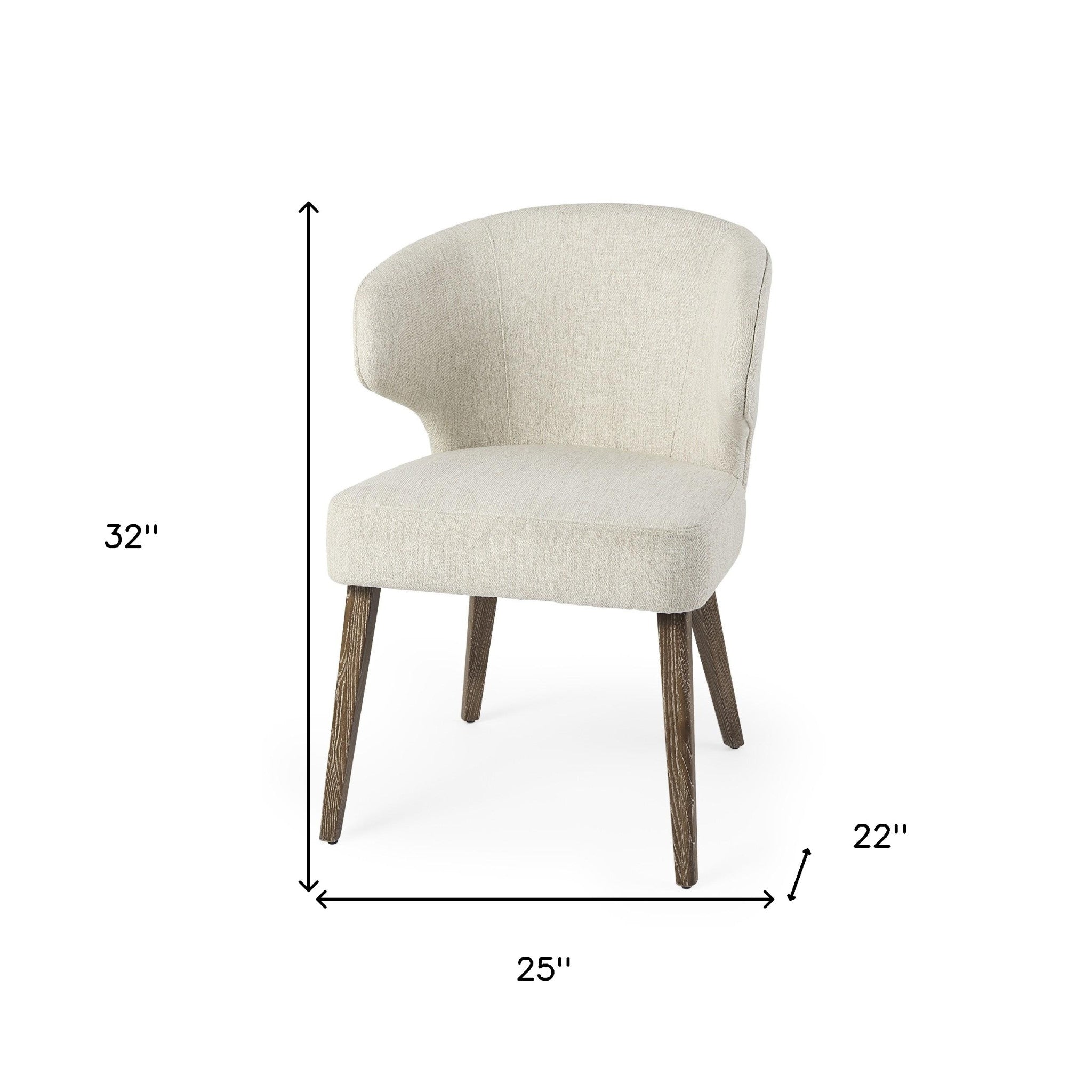 25" Ivory Mid-Century Modern Wingback Dining Chair