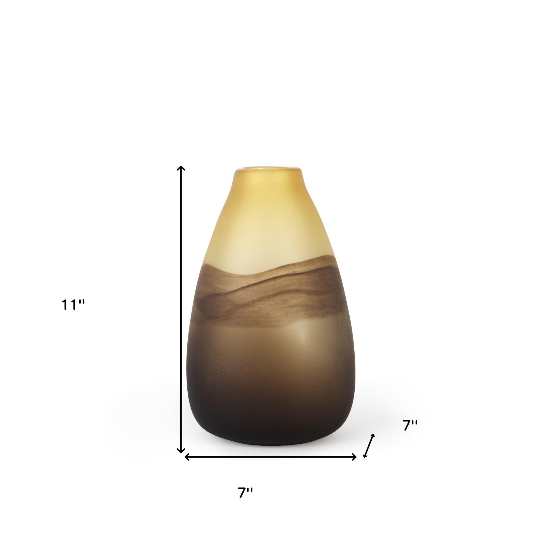 11" Brown and Beige Sandy Glass Round Vase