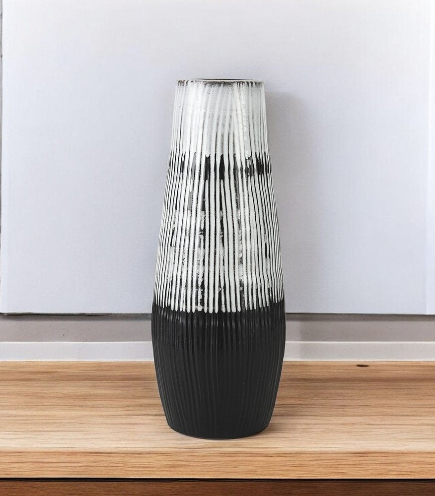 19"Black, Gray and White Cylinder Ceramic Table Vase