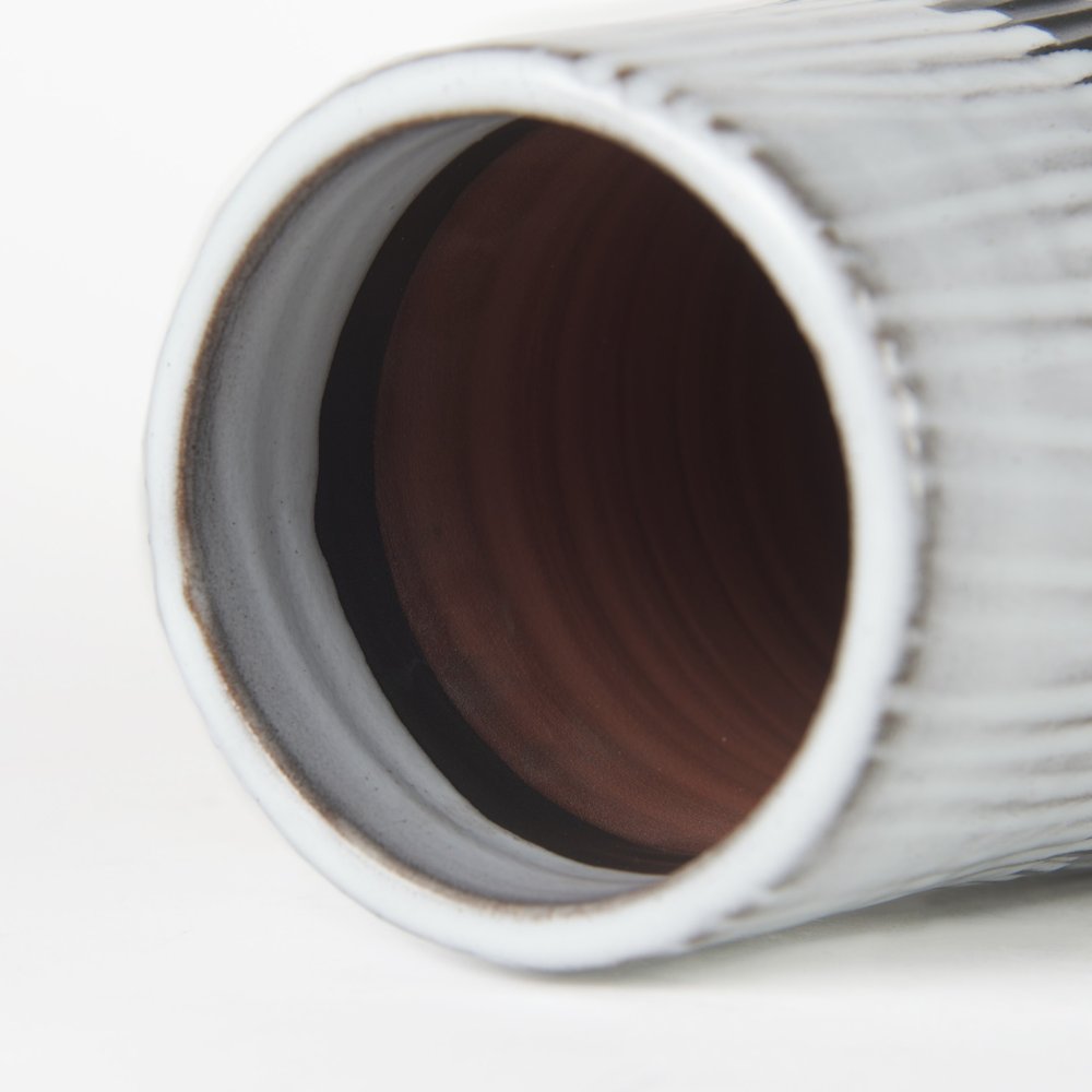 19"Black, Gray and White Cylinder Ceramic Table Vase