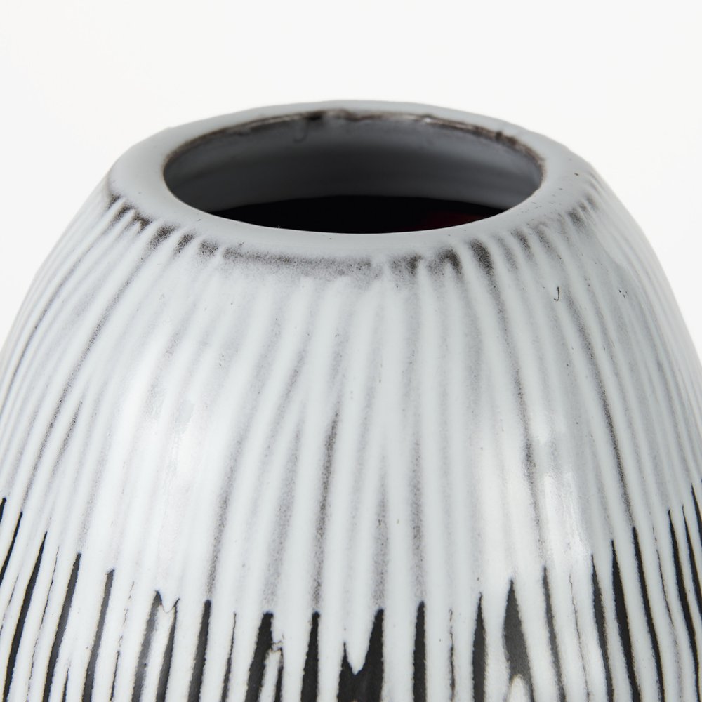 13" Black, Gray and White Cylinder Ceramic Table Vase