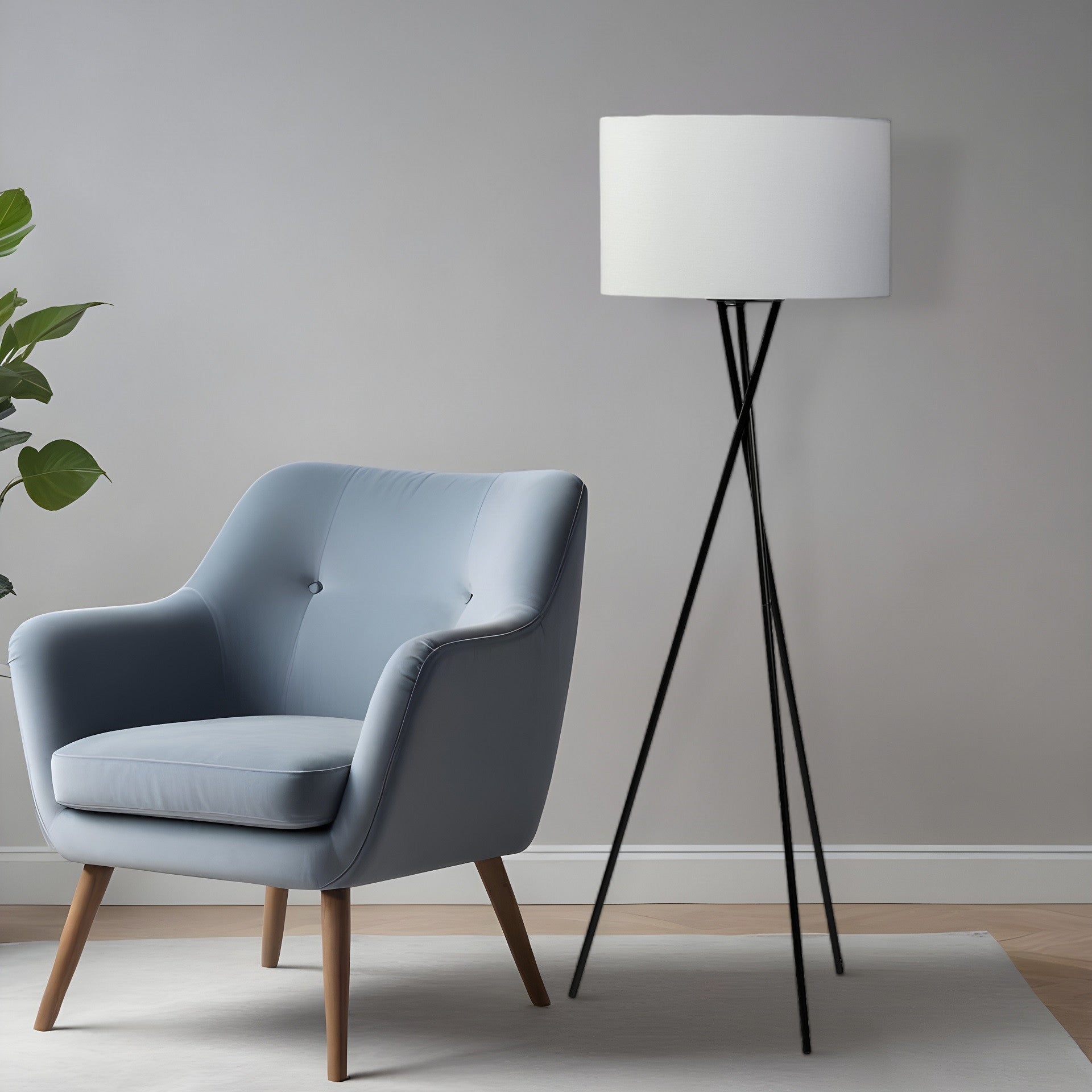 66" Black Metal Tripod Floor Lamp