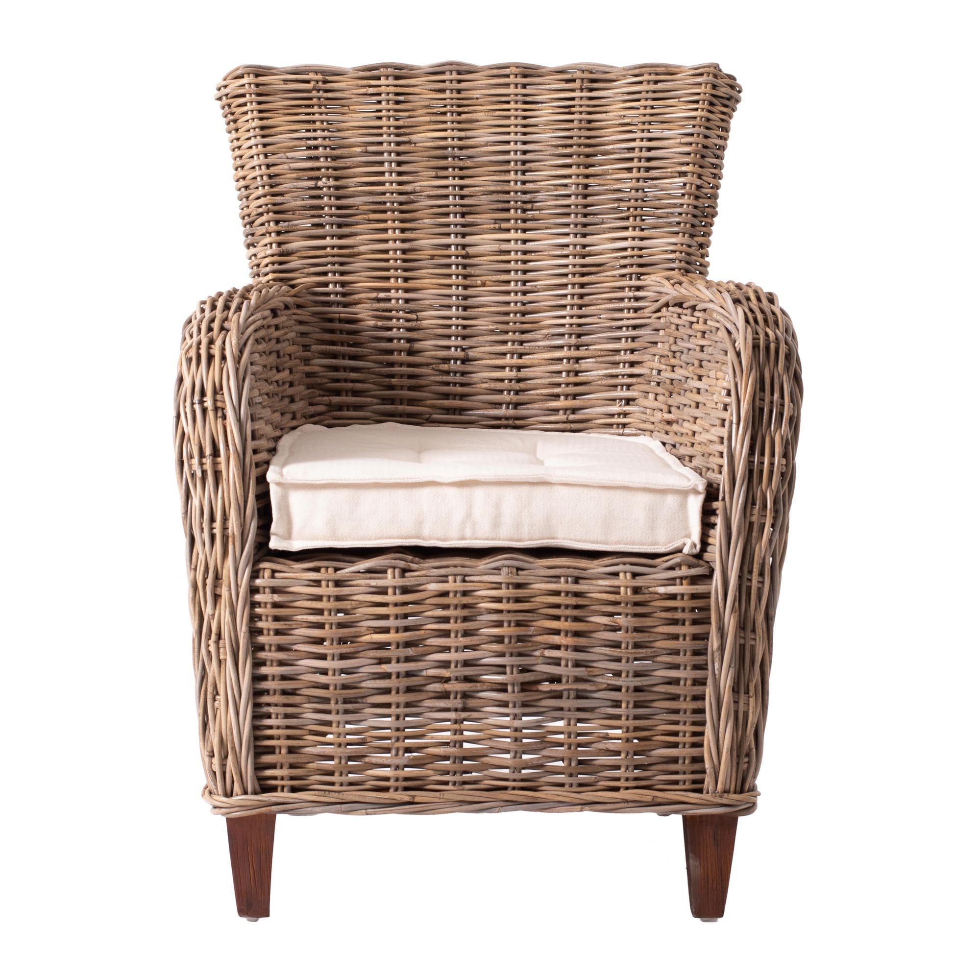 Set Of Two 26" Natural Brown Wingback Wicker Dining Chairs