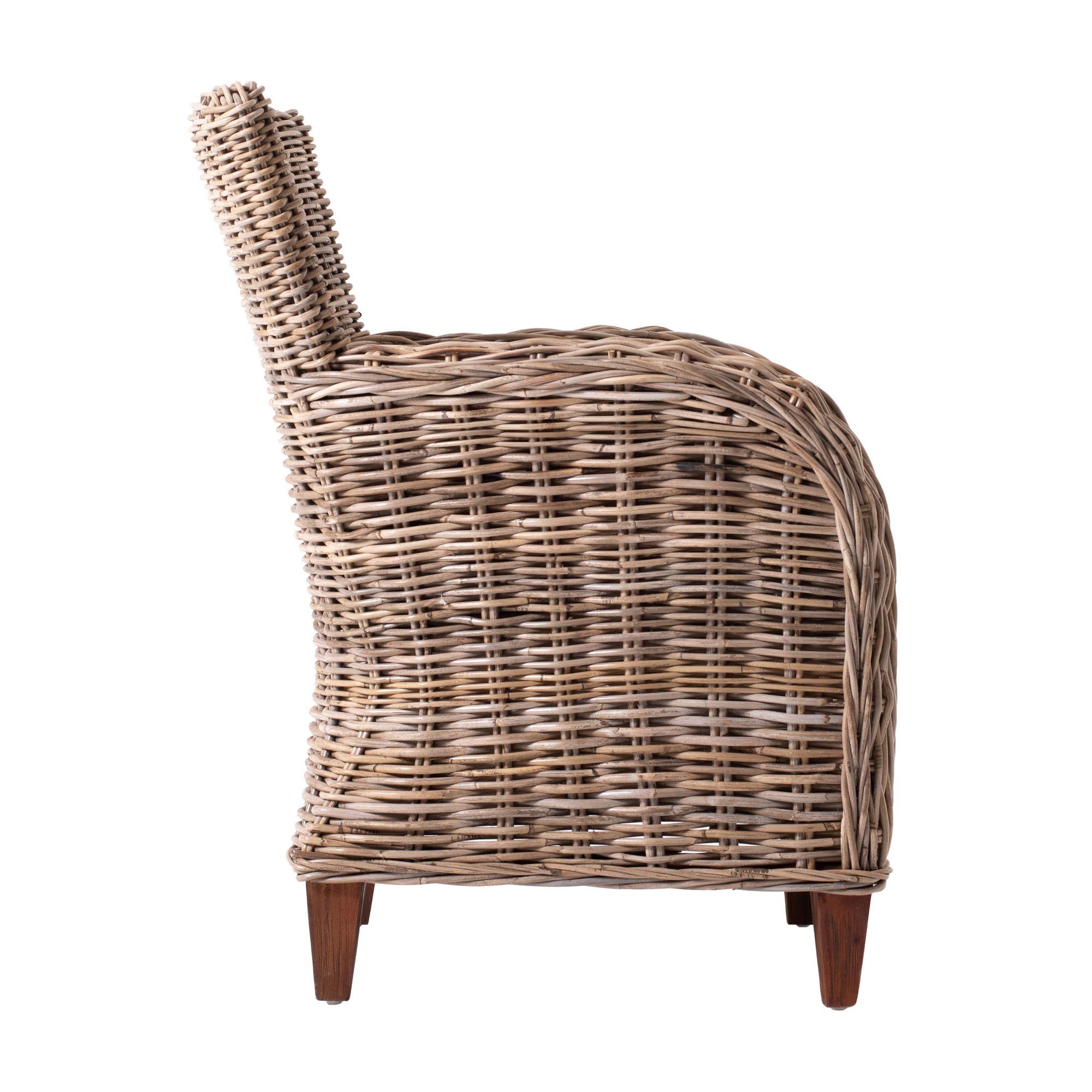 Set Of Two 26" Natural Brown Wingback Wicker Dining Chairs