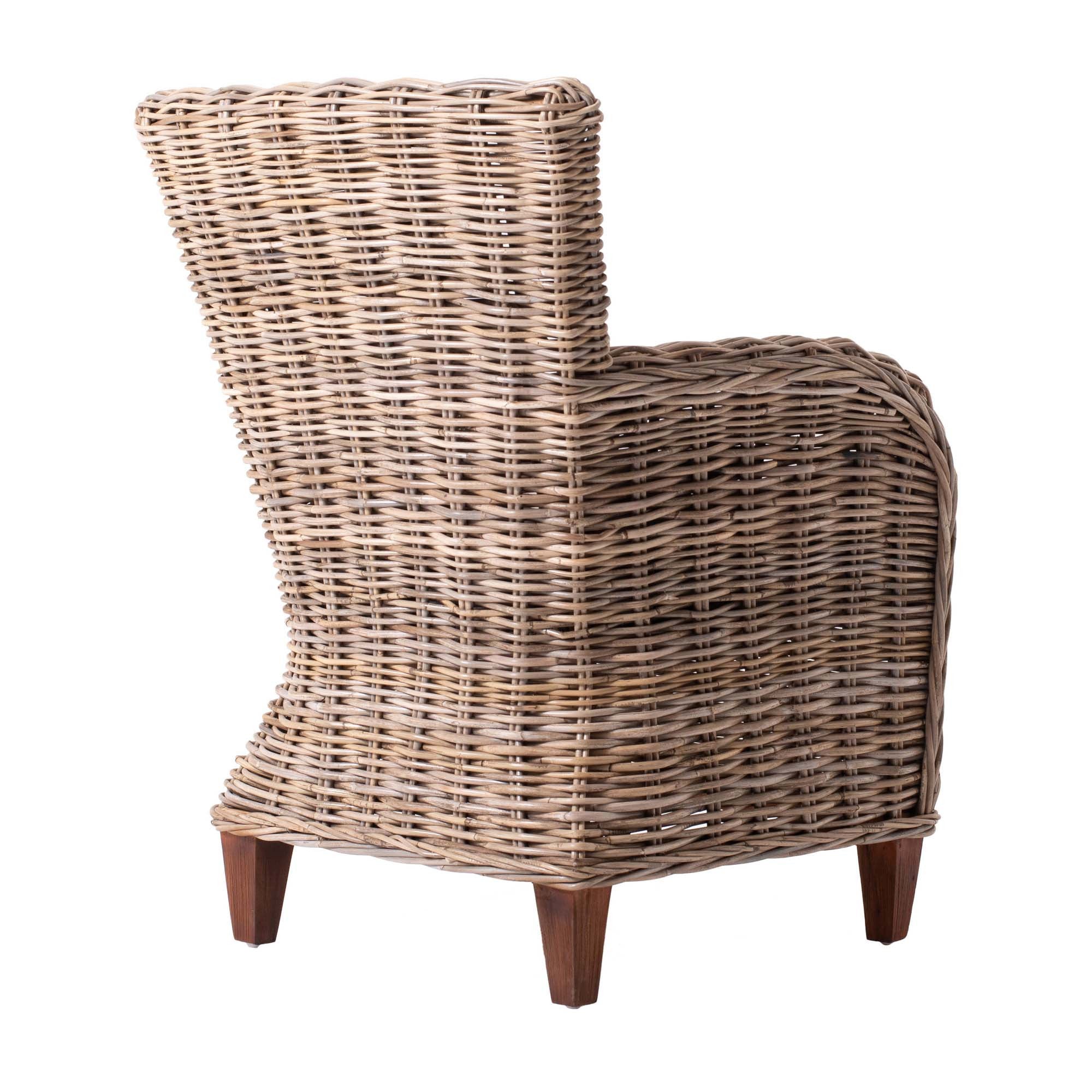 Set Of Two 26" Natural Brown Wingback Wicker Dining Chairs