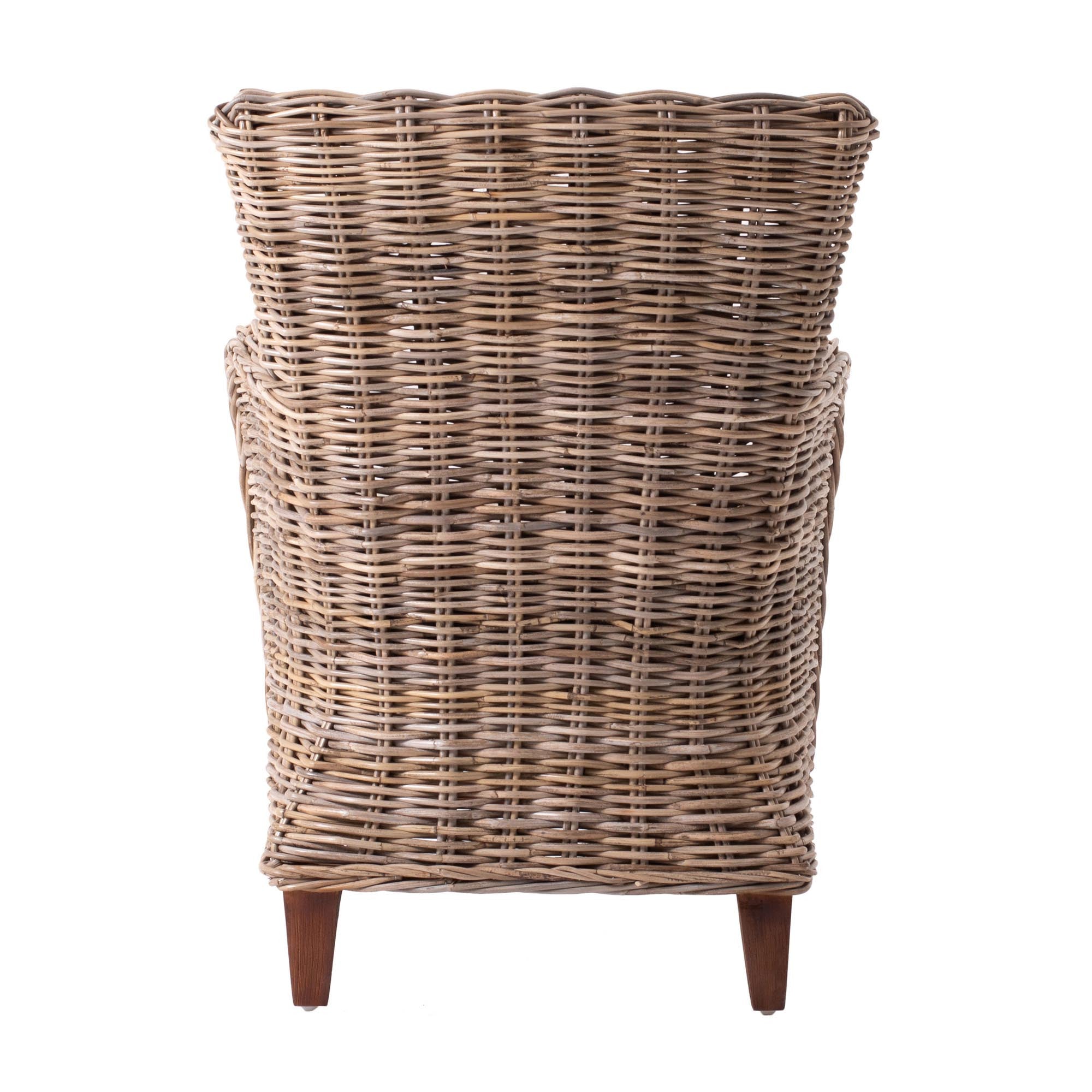 Set Of Two 26" Natural Brown Wingback Wicker Dining Chairs
