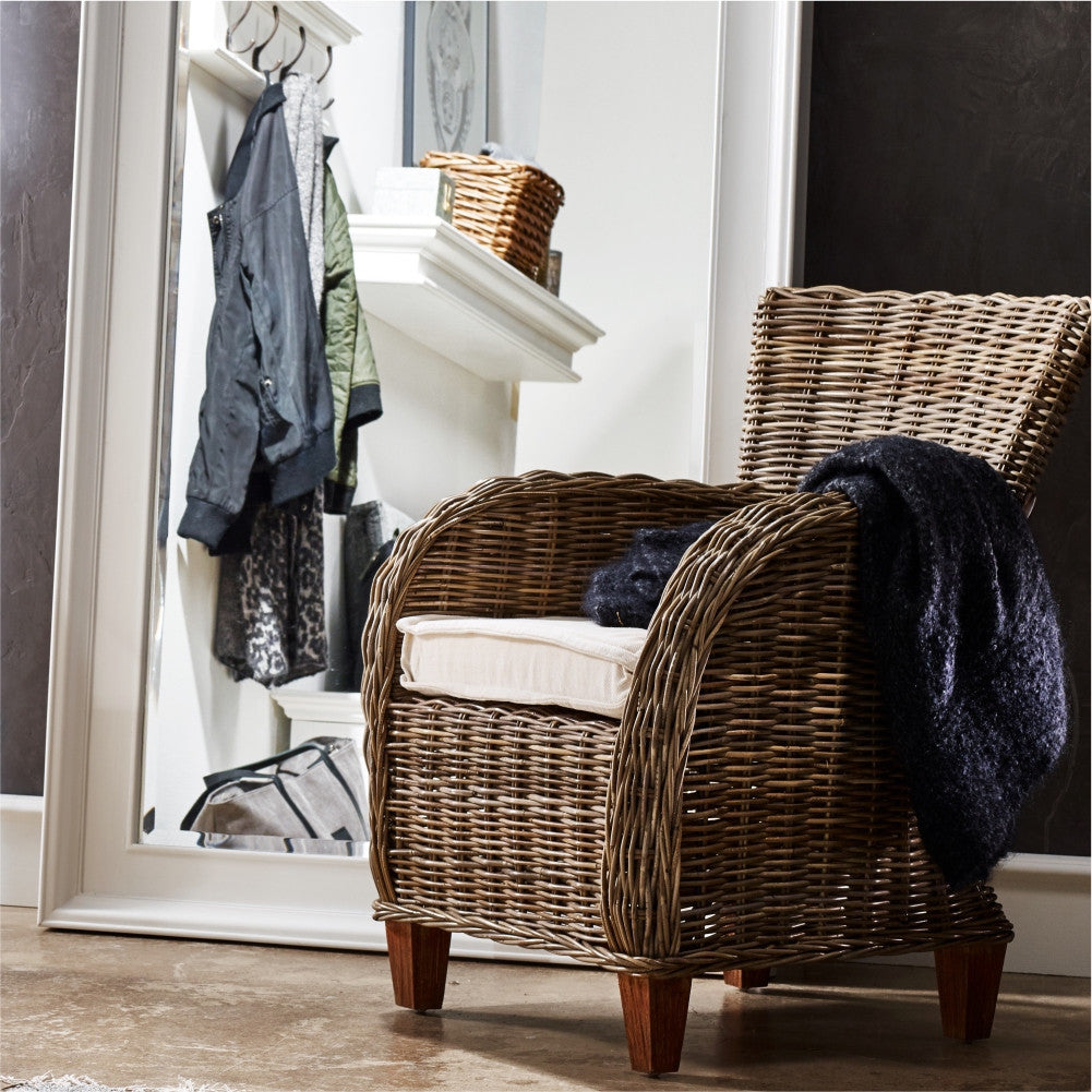 Set Of Two 26" Natural Brown Wingback Wicker Dining Chairs