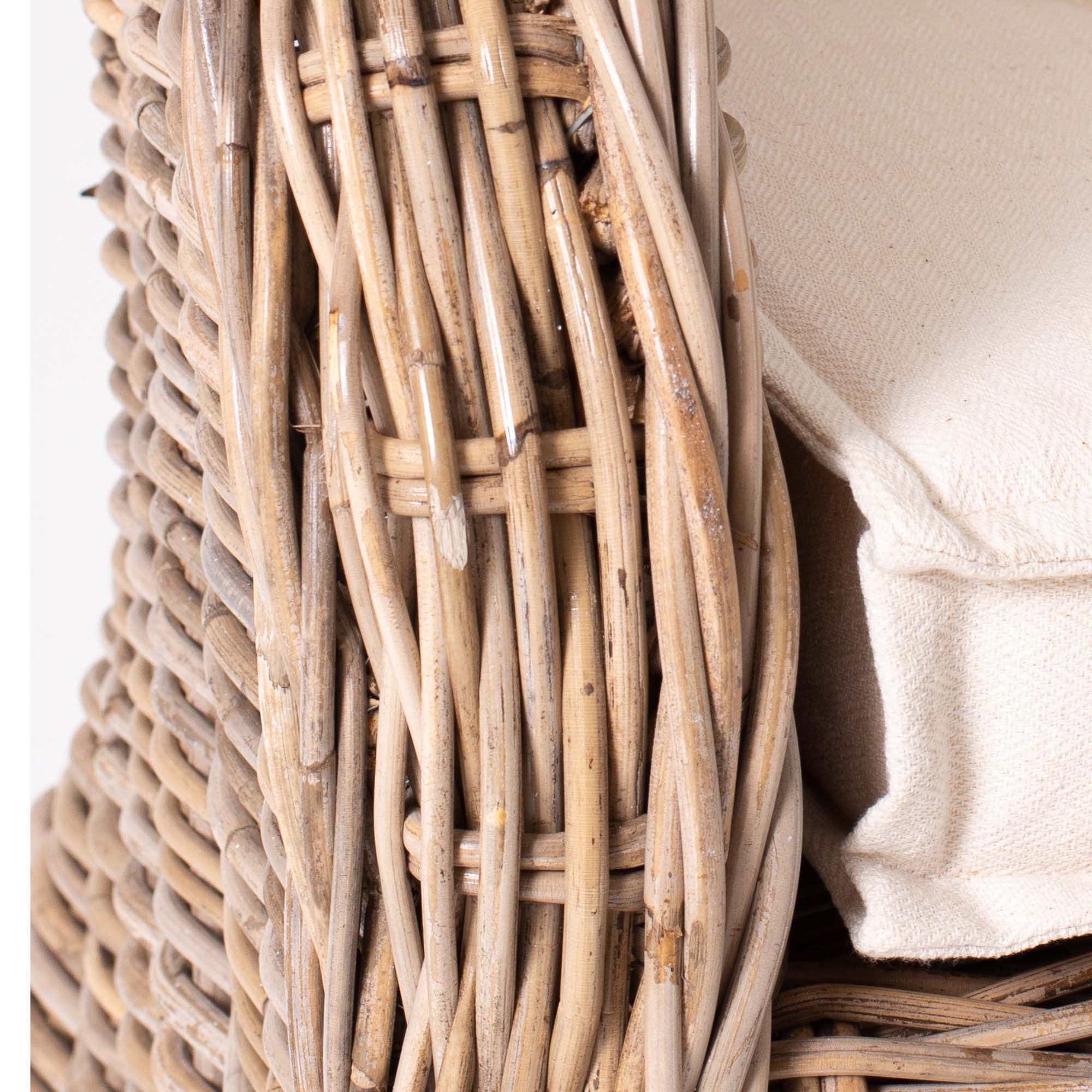 Set Of Two 26" Natural Brown Wingback Wicker Dining Chairs