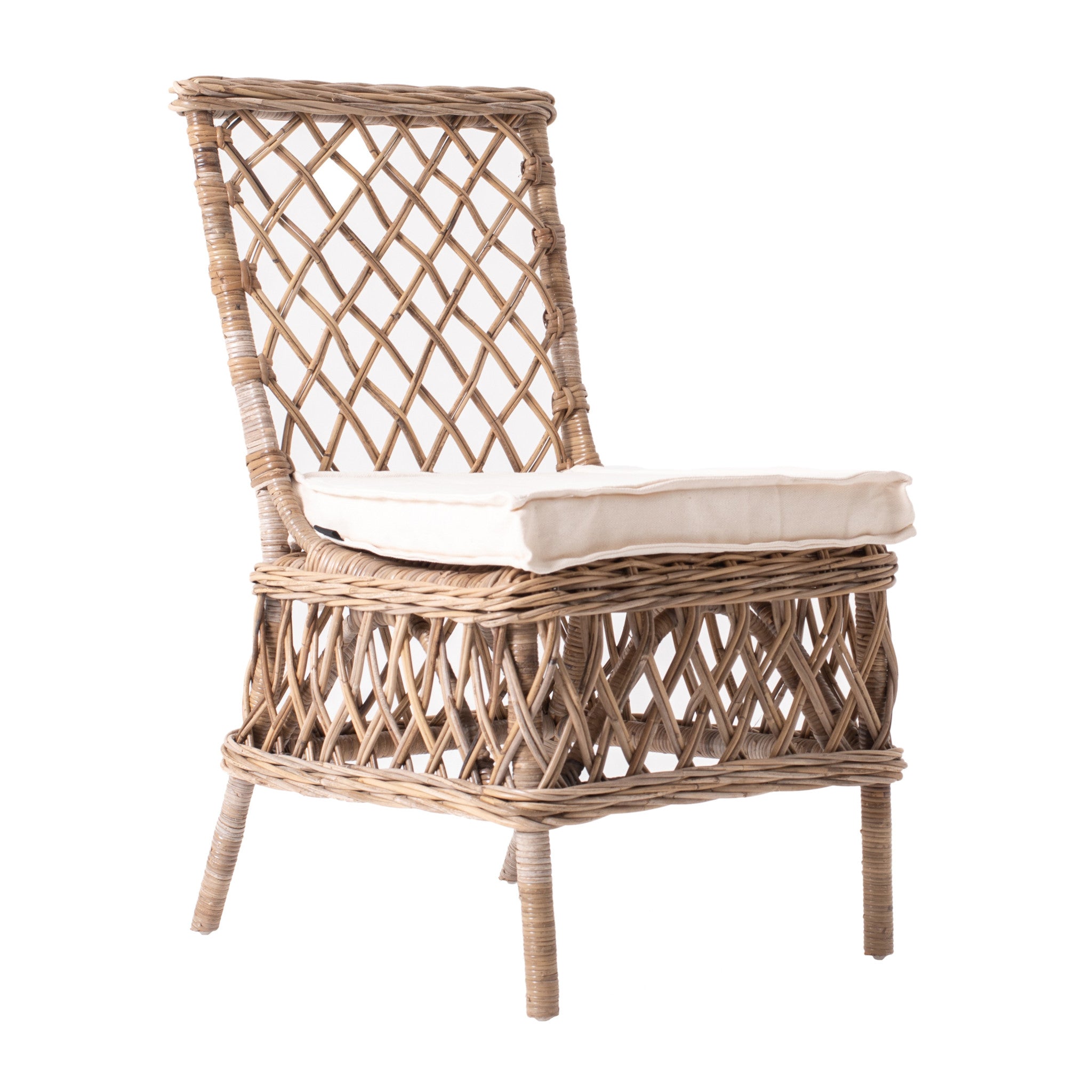 21" Set of Two Cross Back Rattan Parsons Dining Chairs