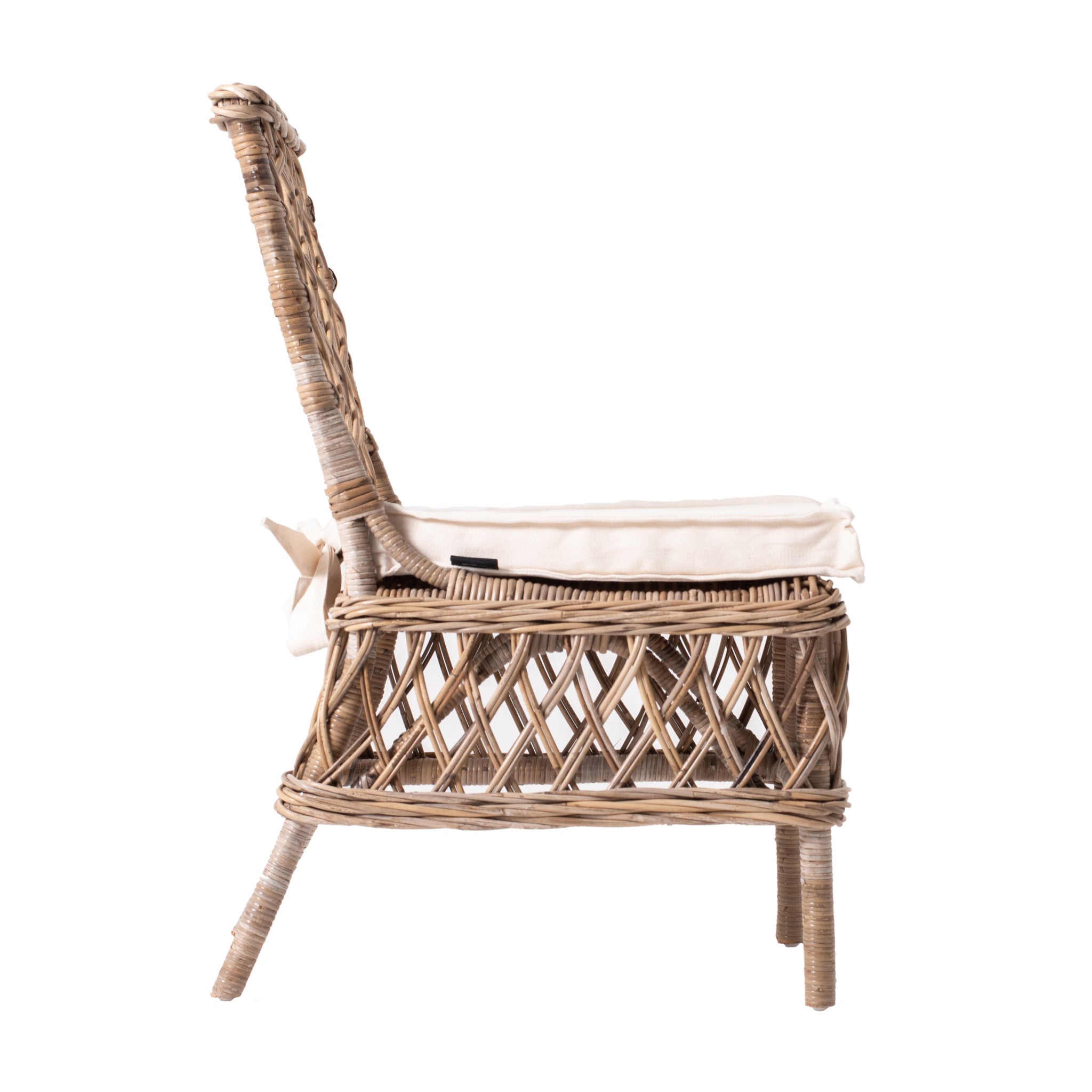 21" Set of Two Cross Back Rattan Parsons Dining Chairs