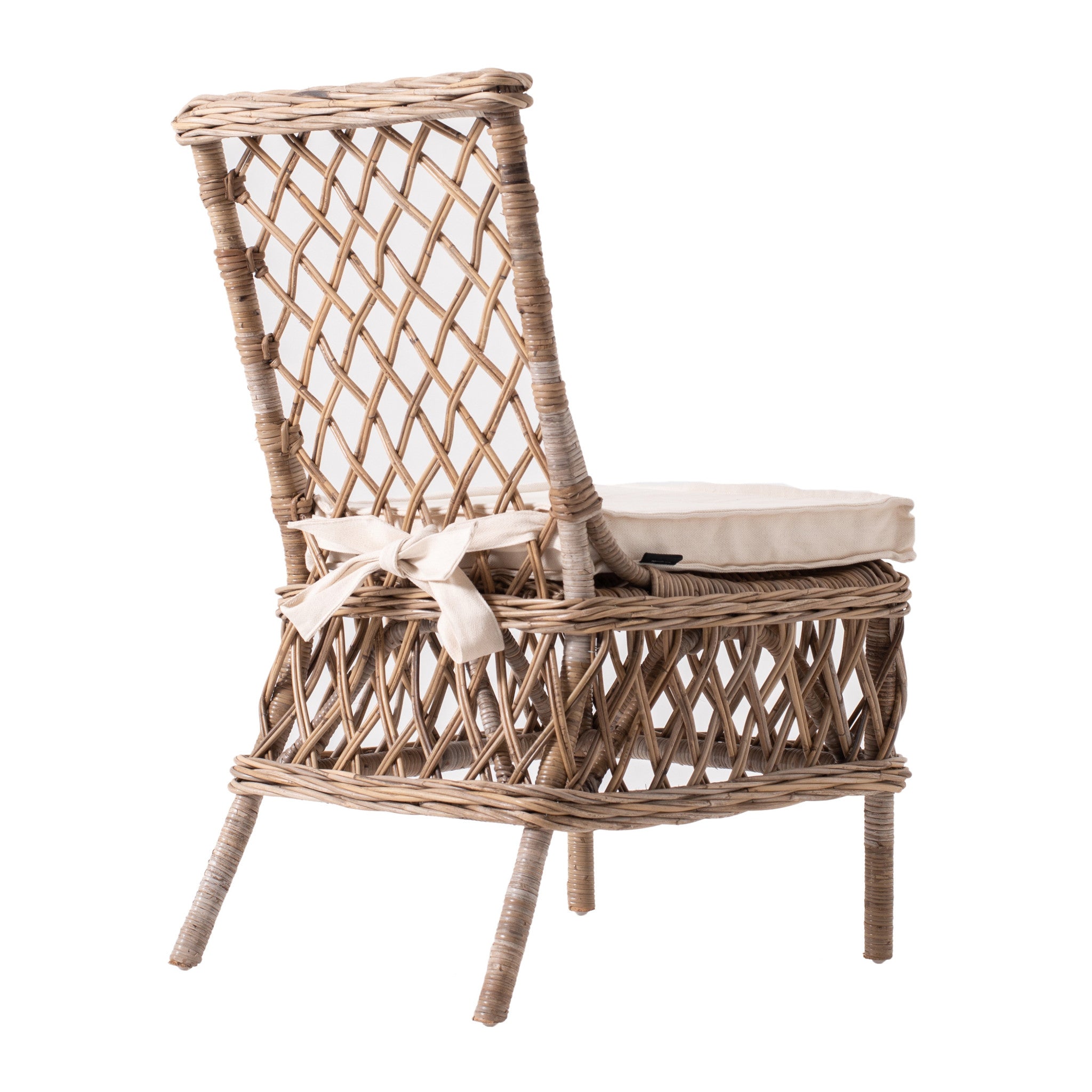 21" Set of Two Cross Back Rattan Parsons Dining Chairs