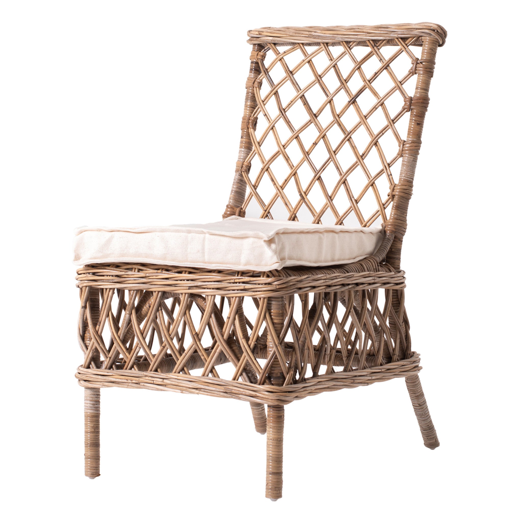 21" Set of Two Cross Back Rattan Parsons Dining Chairs