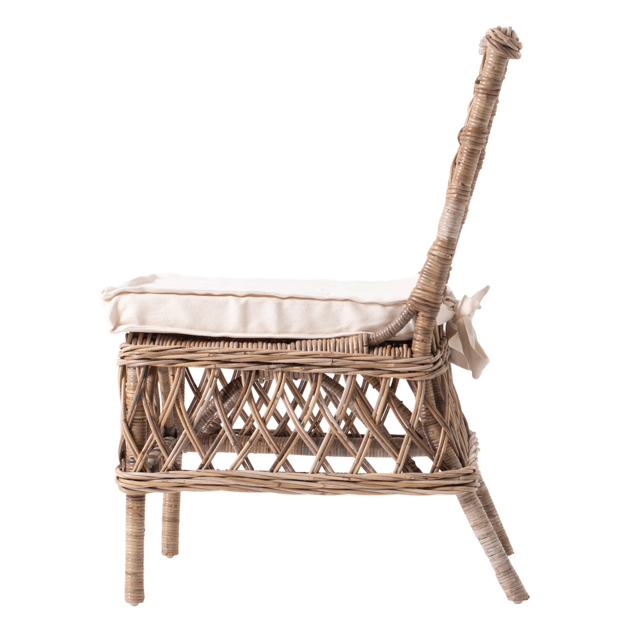 21" Set of Two Cross Back Rattan Parsons Dining Chairs