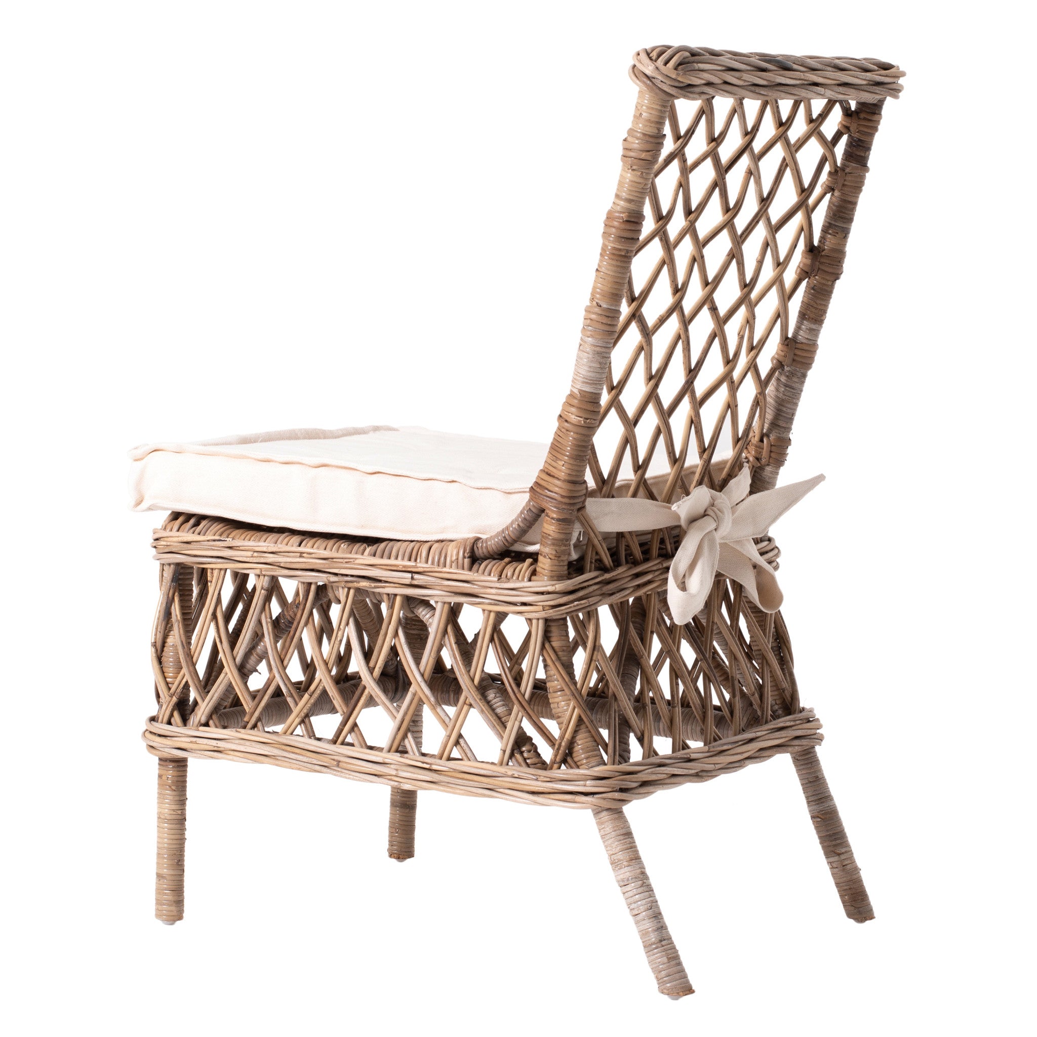 21" Set of Two Cross Back Rattan Parsons Dining Chairs