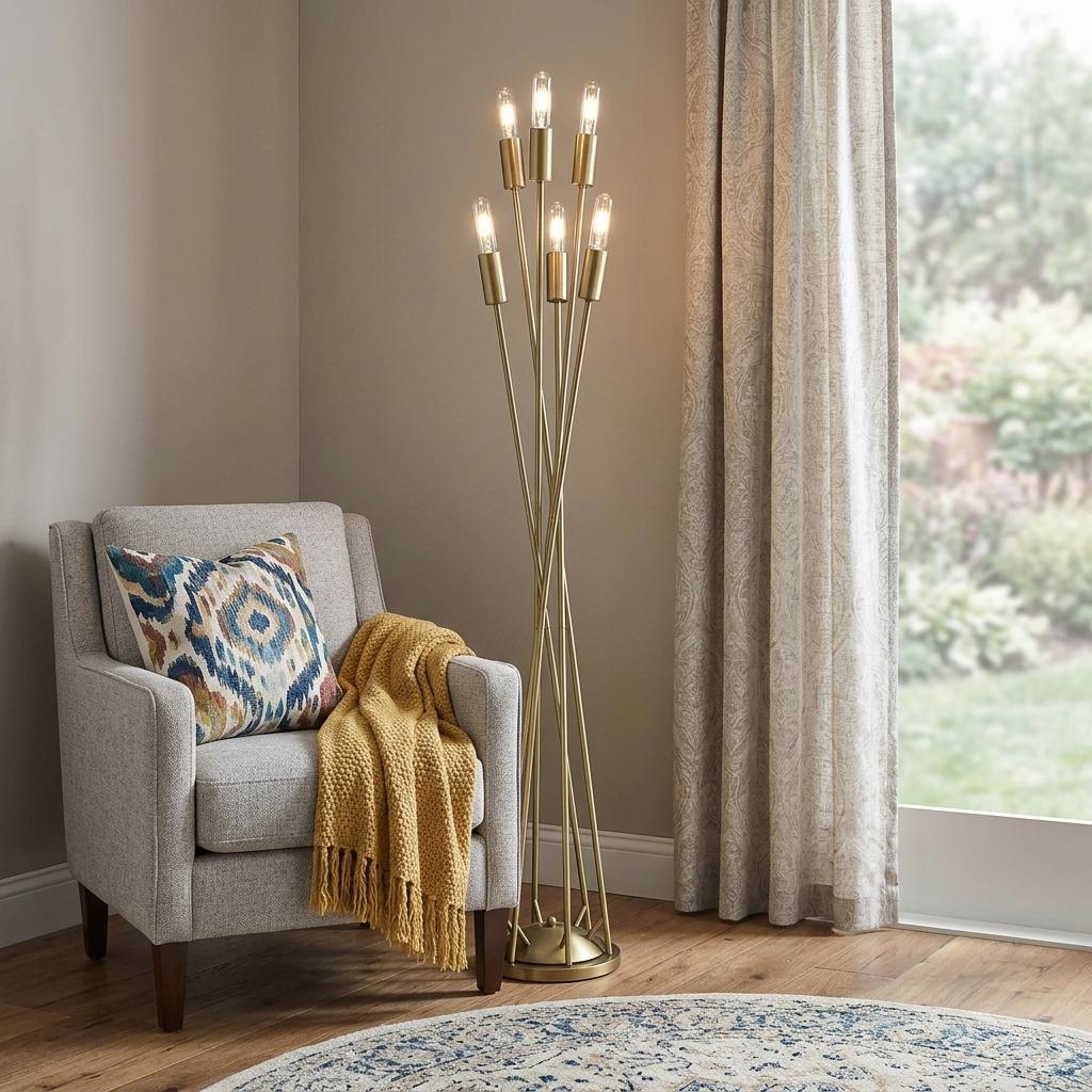 60" Gold 6 Light Torch Lamp