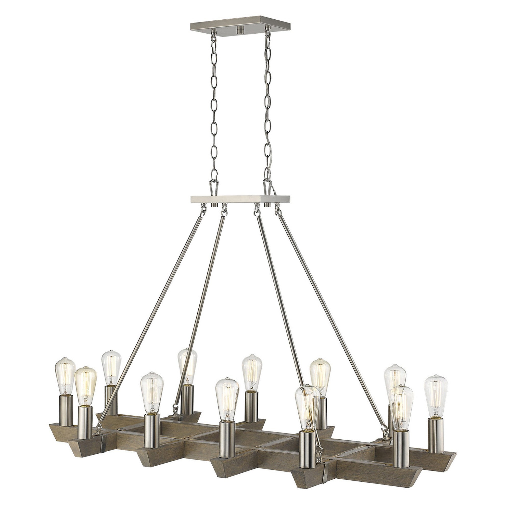 48" 6-Row Rustic Silver and Nickel Chandelier