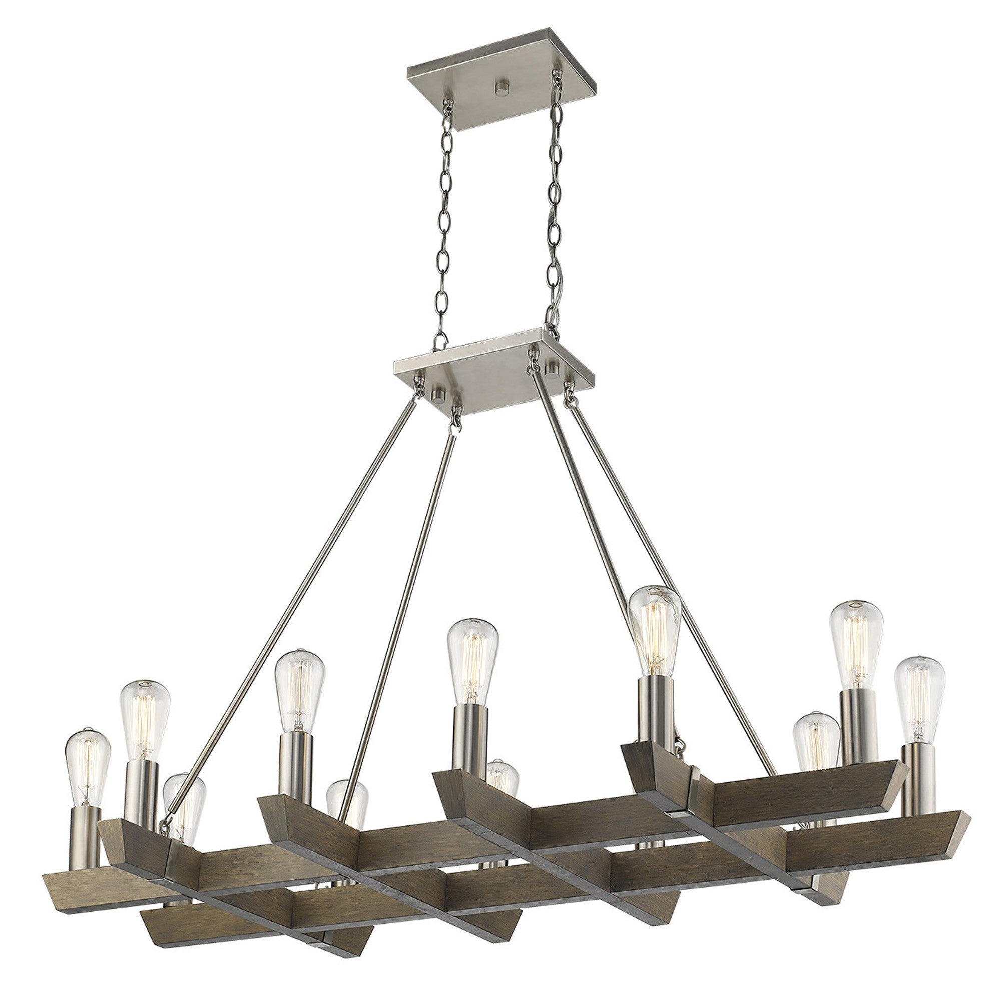 48" 6-Row Rustic Silver and Nickel Chandelier