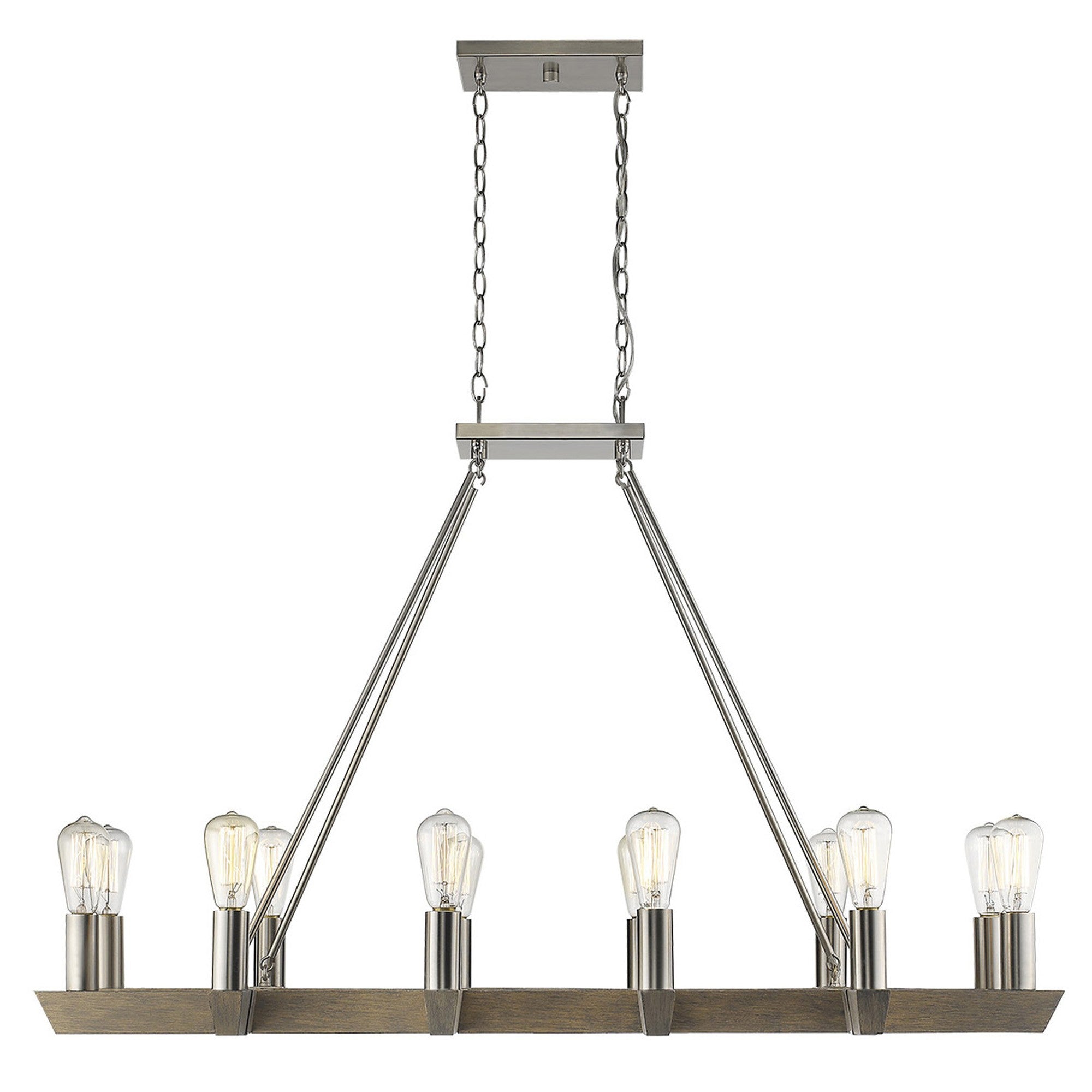 48" 6-Row Rustic Silver and Nickel Chandelier