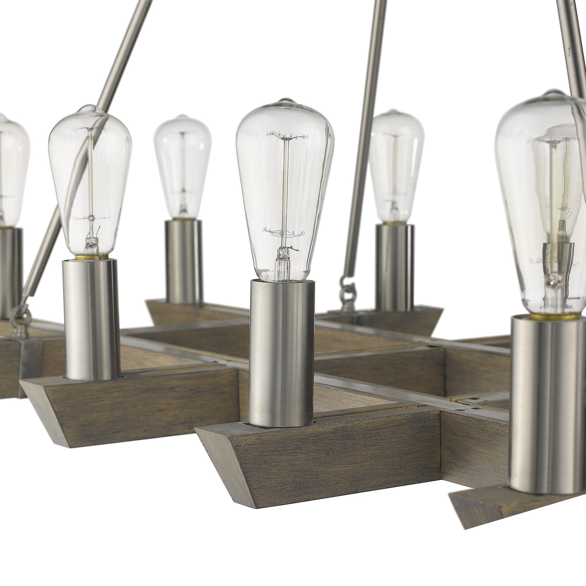 48" 6-Row Rustic Silver and Nickel Chandelier
