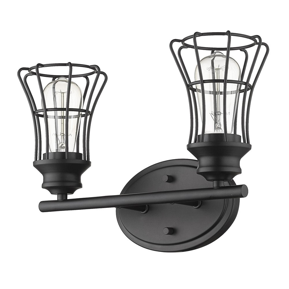 16" Black Two Light Industrial Wall Sconce