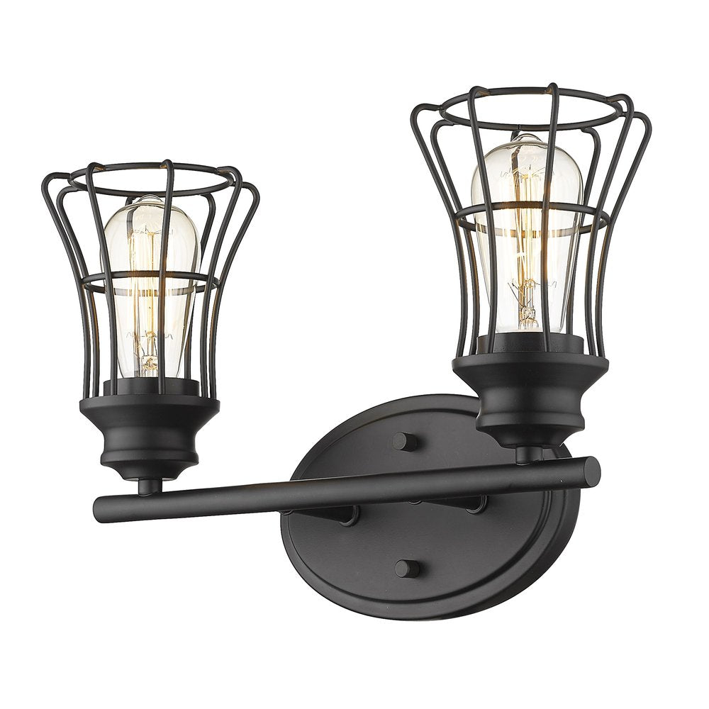16" Black Two Light Industrial Wall Sconce