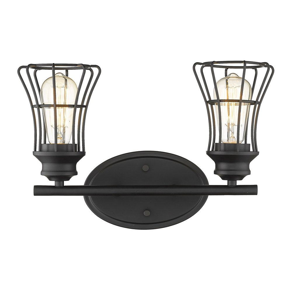 16" Black Two Light Industrial Wall Sconce