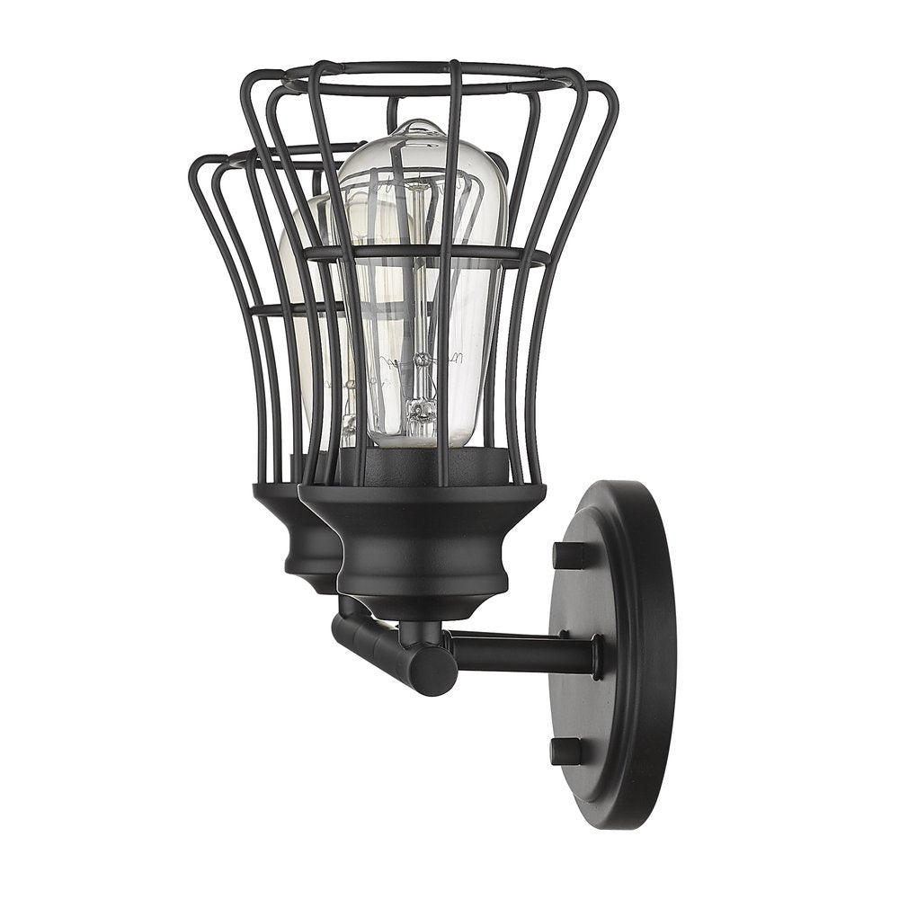 16" Black Two Light Industrial Wall Sconce