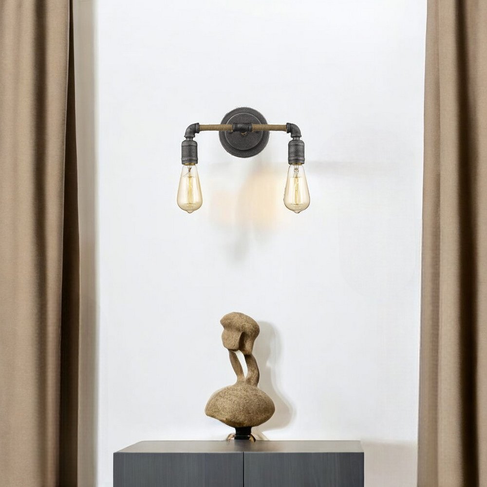 15" Two Edison Bulb Industrial Wall Light