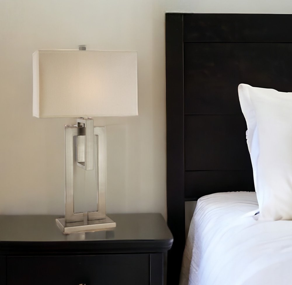 36" Silver Nickel Chain Link Table Lamp