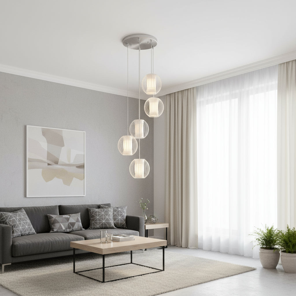 20" Silver Hanging Spheres Chandelier